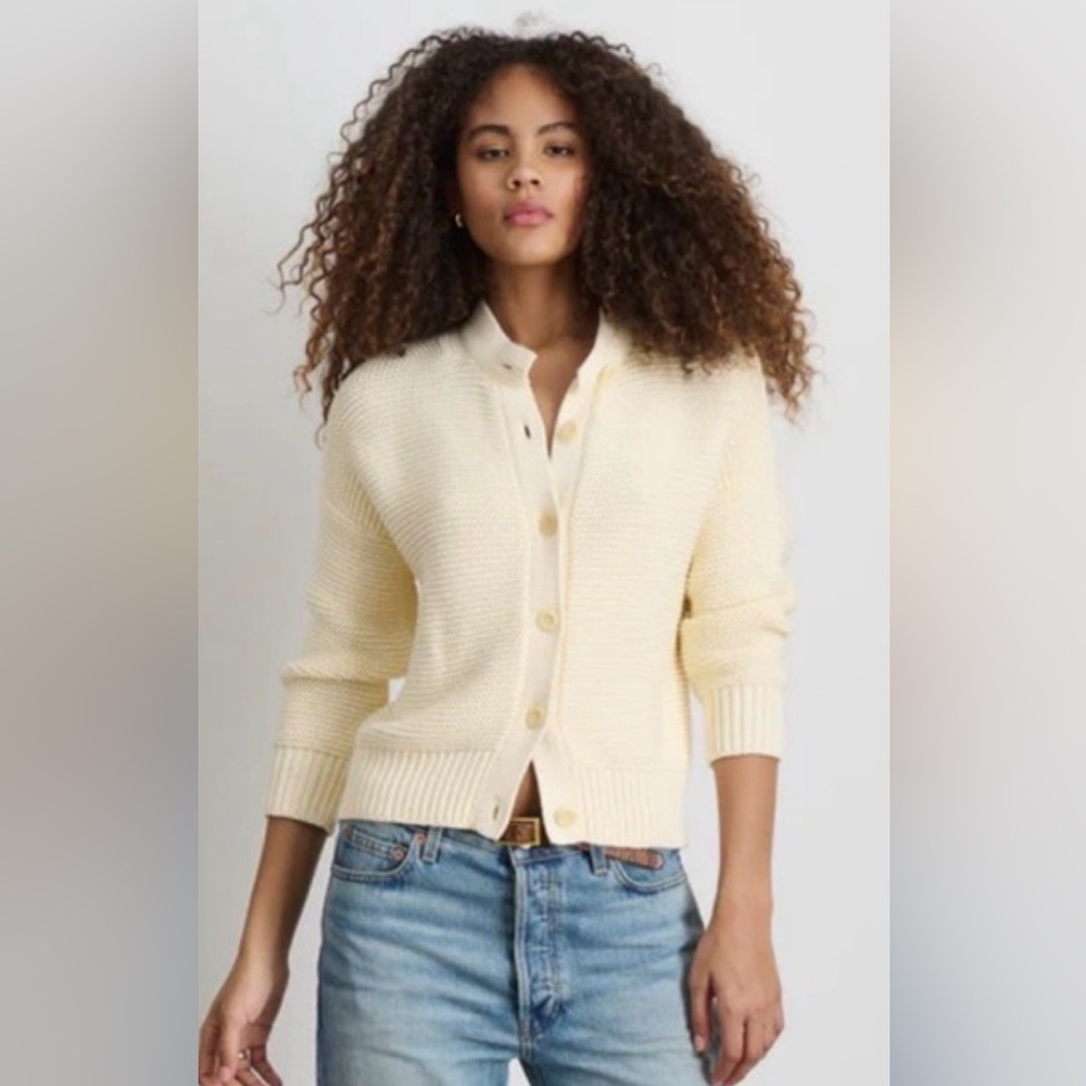 Women's Cream Button-Up Sweater - Alex Mill Nico Cardigan sz M